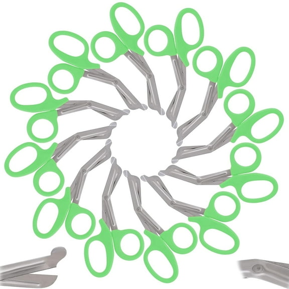 OdontoMed2011 12/Pack Green Handle Trauma Shears 5.5" Stainless Steel Scissors for Paramedics, EMT, Nurses, Firefighters   More