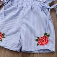thumbnail image 2 of Combinaison à Rayures Brodées Bébé Romper; Tenue Sans Manches Fille Été, 90 Cm, 2 of 9