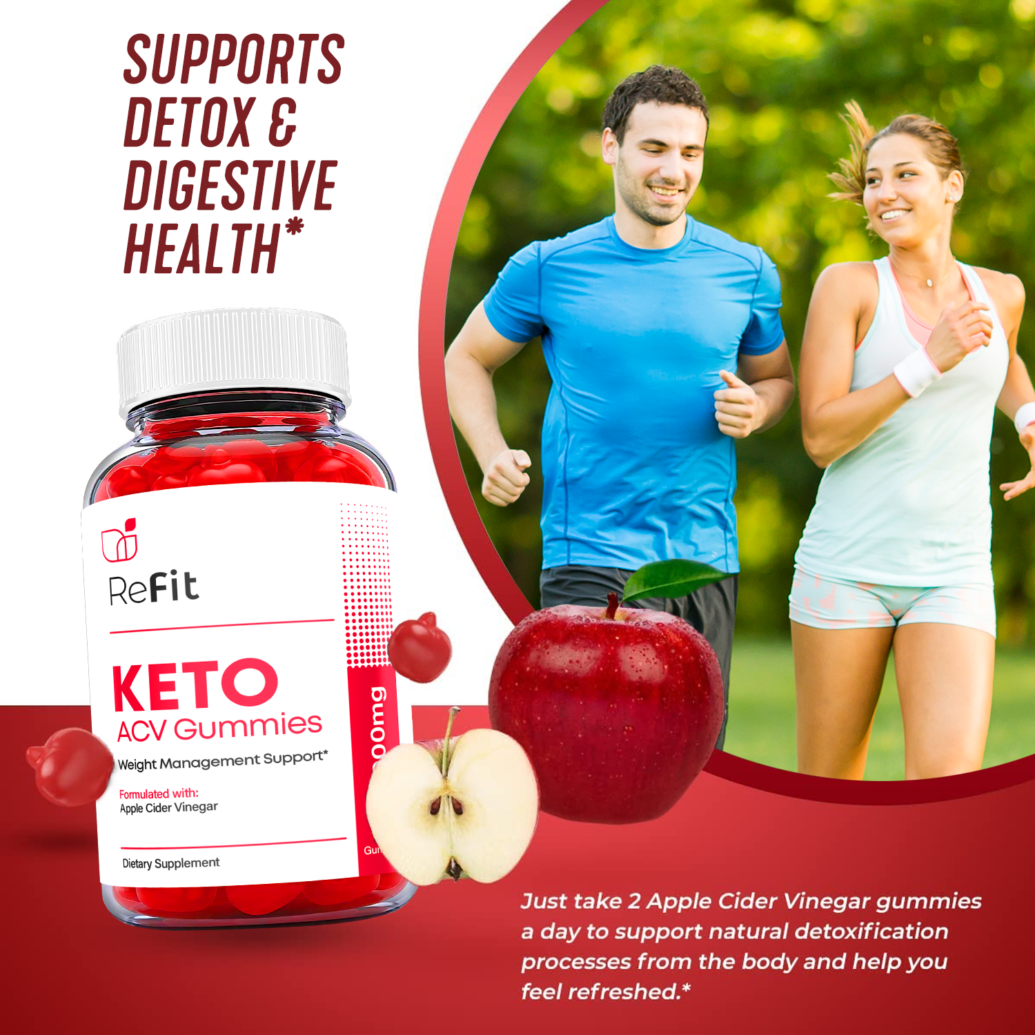 (2 Pack) ReFit Keto ACV Gummies - Supplement for Weight Loss - Energy & Focus Boosting Dietary Supplements for Weight Management & Metabolism - Fat Burn - 120 Gummies