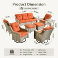 thumbnail image 3 of Vcatnet 8 Pieces Outdoor Conversation Set Sectional Sofa All Weather Wicker High-Back Patio Furniture Set with Swivel Rocking Chairs and Ottoman, Orange Red, 3 of 11