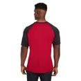thumbnail image 2 of Team 365 TT62 Unisex Zone Colorblock Raglan T-Shirt-Sport Red/ Black Heather-XL, 2 of 3