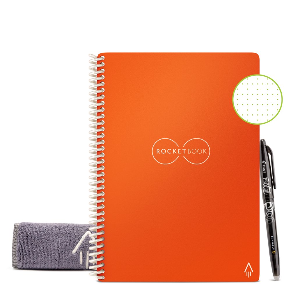 Rocketbook Core Digital Reusable Notebook Orange Executive Size Eco