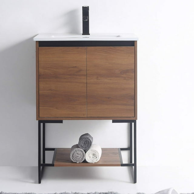 Fine Fixtures - Coiffeuse et Évier de Salle de Bain 24 Pouces Pouces, Design Sans Bouton - Collection Urbania