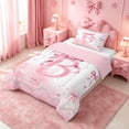 thumbnail image 2 of meiyoeat Ribbon Bow Initial B Twin Comforter Sets,Pink Glitter Print Monogram Art Bedding Set For Girl,Pink Reversible,2-Piece,1 Comforter and 1 Pillowcase, 2 of 7