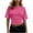 #120-Hot Pink, variant on Women's Fashion Solid Color Crew Neck Short Sleeve Crop Top with Side Ruched for Weekend Brunch and Street Style