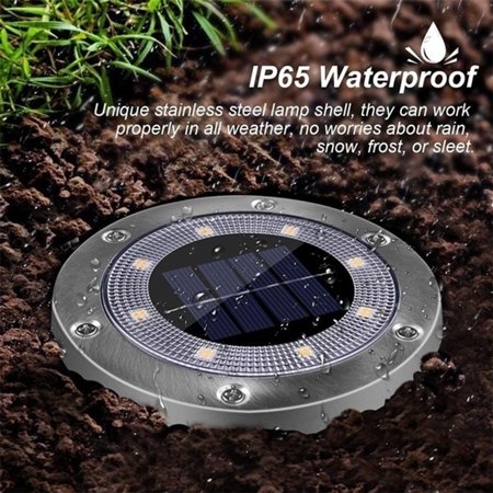 Delaman LED Solar Garden Outdoor Lights Landscape Lighting Waterproof In-Ground Pathway Patio Yard Decor Buried Solar Power Light (Silver White Light 12LED)