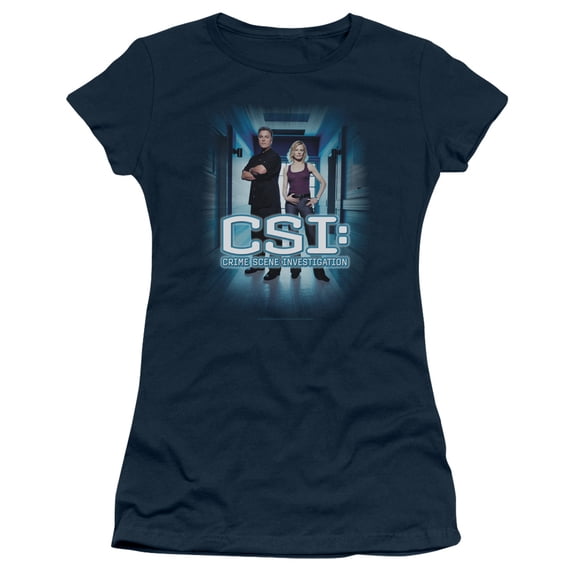 Csi Serious Business Junior Women's Sheer T-Shirt Navy