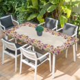 thumbnail image 2 of Spring Lavender Table Cloths for 4 Foot Rectangle Tables, Watercolor Floral Daisy Botanical Retro Beige Patio Waterproof Elastic Fitted Tablecloths, Washable Rectangular Table Cover for Camping, 2 of 8