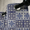 thumbnail image 2 of Ambesonne Moroccan Grommet Curtain Single Panel, Squares Azulejo Tiles, 50"x60", Navy Blue Beige, 2 of 5