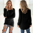 thumbnail image 7 of Knitted Warm Jumper Solid Color Fluffy Winter Loose Fleece Women Tops Blouse Pullovers Long Sweater BLUE M, 7 of 7