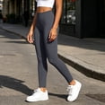 thumbnail image 5 of MXUIKV Leggings Pants for Women Tight Fitted Elastic High Waist Workout Yoga Trousers Solid Color(Medium,Dark Gray), 5 of 7