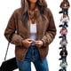 thumbnail image 3 of Mujer Invierno Chaqueta De Manga Larga Moda Otoño Invierno Cálido Color Puro Cremallera Frente Abierto Outwear Abrigo Marrón Oscuro S, 3 of 5