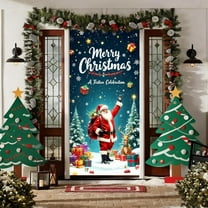 Curtain YZEGDCH Door Cover, Closet Curtains for Bedroom Closet Door, Xmas Hanging Banner Background for Home Holiday Christmas Decoration, Gifts for Family Friends