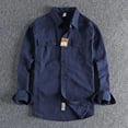 thumbnail image 2 of British Style Retro Long Sleeve Shirt Coat Men Spring Autumn Twill Cotton Versatile Solid Color Male Cargo Work Shirts, 2 of 6