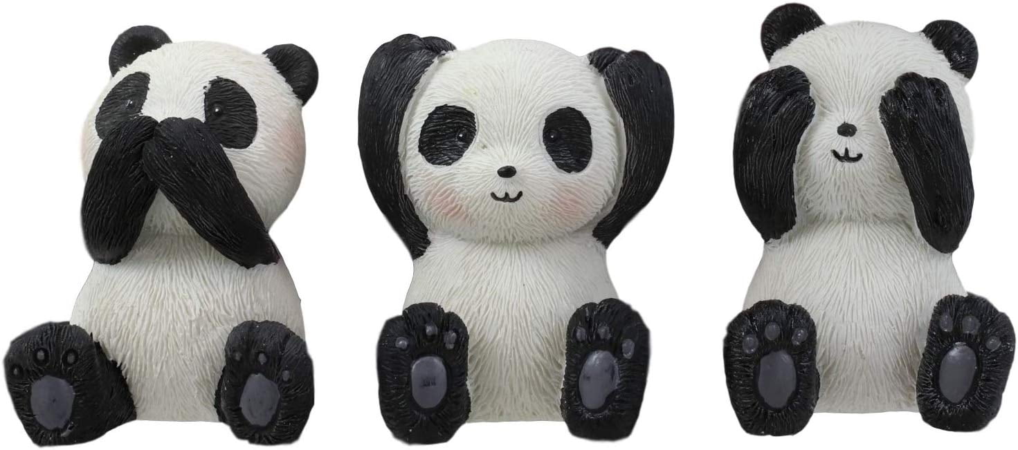 Ebros Whimsical See Hear Speak No Evil Giant Pandas Set of 3 Figurine 2'H