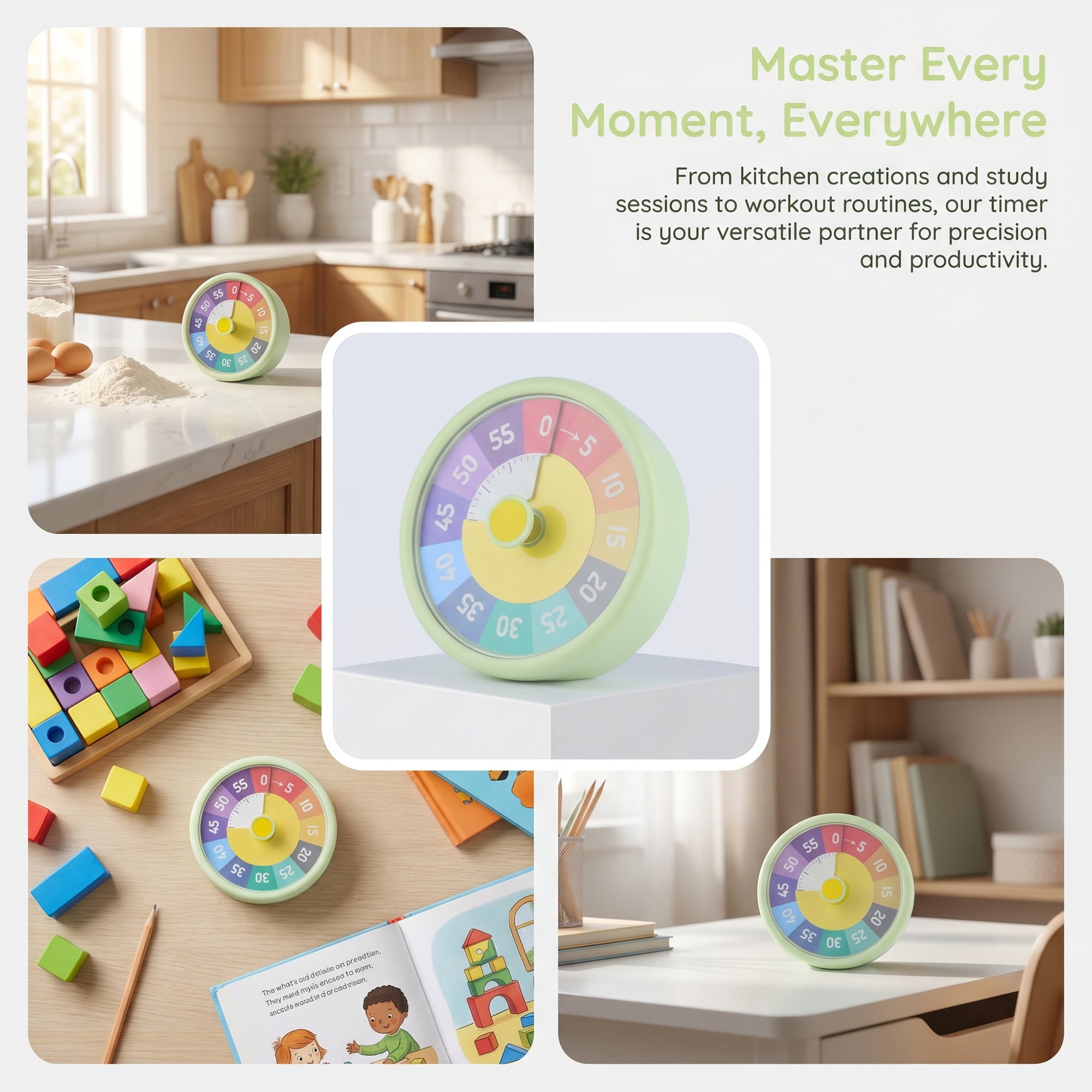 Unique Bargains 60 Minute Kitchen Digital Visual Timer Green-A