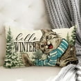 thumbnail image 5 of Hello Winter Cat Lumbar Decorative Rectangle Pillow Cover 12x20, Kitty Kitten Snowy Forest Snowflakes Porch Outdoor Pillowcase, Christmas Holiday Seasonal Farmhouse Cushion Case Home Decor, 5 of 5