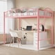 thumbnail image 1 of Matte rosa tamaño individual size heavy duty metal loft marco de cama con arched guardrail y safety ladder-space-saving no necesita colchón base, 1 of 7