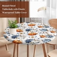 thumbnail image 4 of Fall Pumpkins Round Tablecloth, Fitted Table Cover with Elastic for 55"-60" Round Tables, Thanksgiving Daisy Autumn Leaves Country Table Cloth Outdoor Indoor Dinning Party Waterproof Tablecloths, 4 of 7