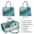 thumbnail image 2 of Large Capacity Tote Bag,Teal Marble Gold Wave Pattern Handbag Fashion Luxury Tote Bag,15.7"x13"x 5.1" Inches,Laptop Compatible, 2 of 6