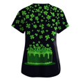 thumbnail image 3 of Womens Scrub Tops Irish Shamrock Printed V-Neck Breathable T-Shirts Short Sleeve Professionals Soft Stretch St. Patrick's Day Scrub Tops with Pockets green Small, 3 of 4