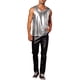 thumbnail image 2 of Camiseta sin mangas metálica Inspire Chic para hombre, cuello redondo, brillante, fiesta disco, 2XL, plateada, 2 of 6