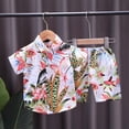 thumbnail image 2 of MIASHUI Toddler Boys Short Sets Tropical Print Button Down Shirt Outfits Boy Clothes,White,2-3 Years, 2 of 7