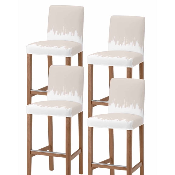 Abstract Cream Beige Bar Stool Covers Set of 4, Modern Minimalist Graffiti Artwork Stretch Washable Bar Chair Covers with Backs, Removable Pub Counter Height Chair Cover for Kitchen Dining Room Cafe