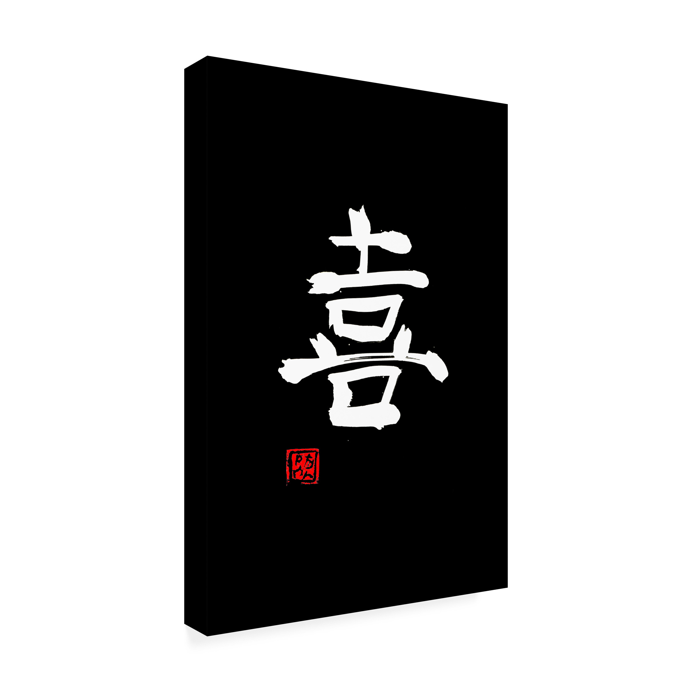 Canvas Wall Art - Pechane 'Joy Kanji Noir' Wall Art for Living Room, Bedroom, or Office DÃ©cor by Trademark Fine Art - 22 x 32 Inches