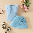 thumbnail image 3 of YuYuBao Toddler Girls Outfits Sets Summer Sleeveless Ribbed Tops T Shirt + Bowknot Skirts Cute Kids Girls Outfits, 3 of 5