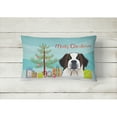 thumbnail image 2 of Carolines Treasures BB1618PW1216 Christmas Tree and Saint Bernard Canvas Fabric Decorative Pillow, 12H x16W, multicolor, 2 of 3