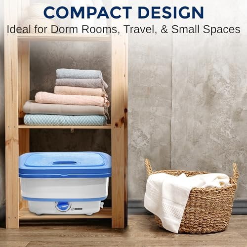 PURE CLEAN Portable Mini Washing Machine Lightweight Collapsible Bucket - Perfect for Camping, Travelling, Apartment, Dorm USA Brand