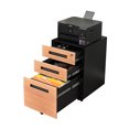thumbnail image 3 of 3 Drawer File Cabinet with Lock Mobile Metal Office Storage Filing Cabinet Pre-Assembled for A4, Letters, and Legal Documents, Walnut and Black, 3 of 6