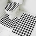 thumbnail image 3 of Black and White Plaid Bath Mat 3 Piece Bathroom Rug Set, Farmhouse Checkered Buffalo Non Slip Bath Rug Contour Mat and Toilet Lid Cover, Absorbent Shower Mats Soft Bath Rugs and Mats Sets, 3 of 8