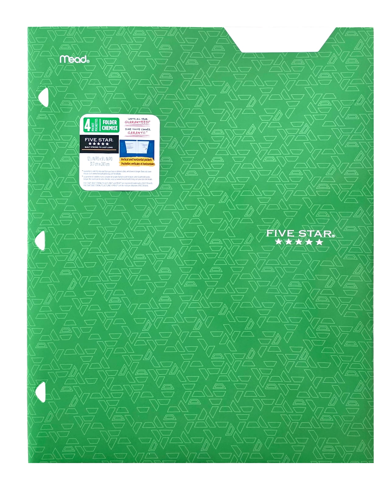 Five Star 4 Pocket Portfolio, Green