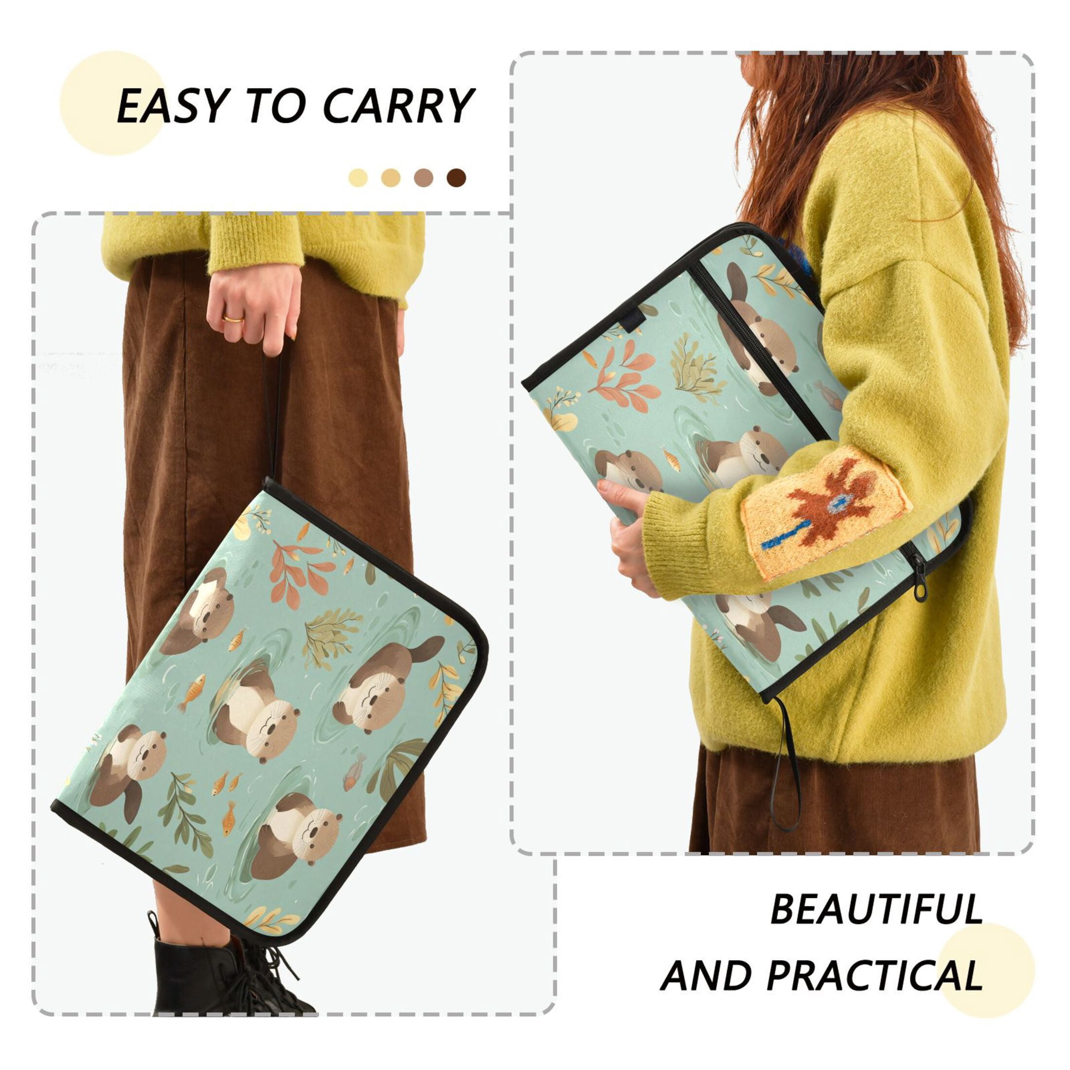 WOBOGO Otter Fish Seaweed Expanding File Folder Letter Size Accordion Filing Organizer 13 Pocket Separate Organ Pocket
