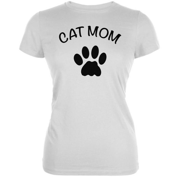 Mother's Day - Cat Mom White Juniors Soft T-Shirt - X-Large