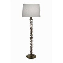 61 in. Oil Rubbed Bronze Branches Laser Cut Floor Lamp with Cream Aberdeen & Rolled Edge Shade