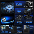 thumbnail image 3 of Computadora Escritorio Xtreme PC Gaming Intel Core Ultra 5 225 16GB DDR5 SSD 1TB WIFI BT Black juegos casuales, trabajo y estudio, 3 of 6