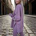 thumbnail image 5 of MORTTIC Women's 2-Piece Set Casual Tunic Sweatshirt & Leggings Fall Winter Loungewear Outfit with Split Hem Purple，XL, 5 of 23