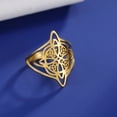 thumbnail image 3 of Witchcraft Witch Knot Ring 14K Yellow Gold Finger Rings Wicca Triquetra Celtics Knot Amulet Protection Jewelry Women Men, 3 of 10