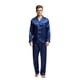 thumbnail image 2 of Tony & Candice Conjunto de pijama de satén clásico para hombre (azul grande con ribete blanco), 2 of 5