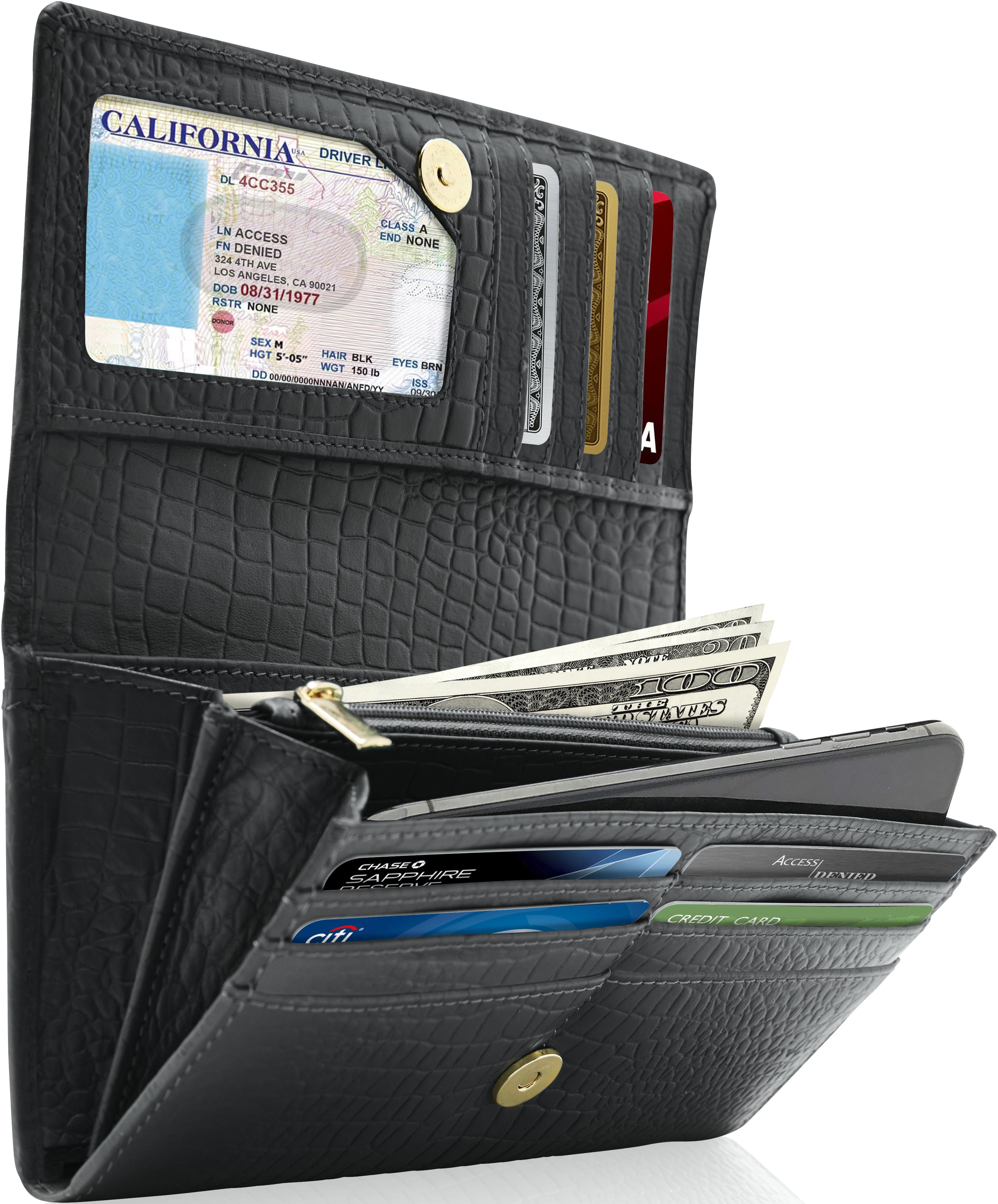 Ladies Wallet RFID Blocking Women Leather Wristlet Clutch Card Coin Purse Bifold