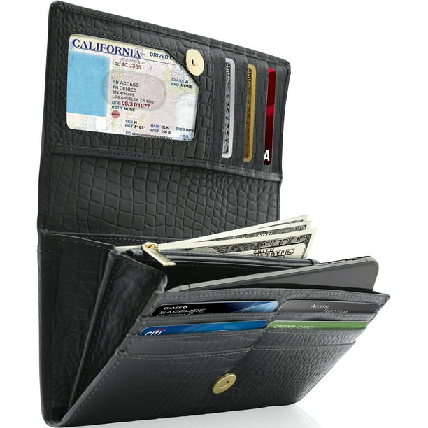 Access Denied Genuine Leather Wallets For Women Ladies Accordion
