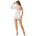 thumbnail image 3 of Jizyo Women One Shoulder Lace Patchwork Lyrical Dance Dress Illusion Modern Dancewear Performance White S, 3 of 7