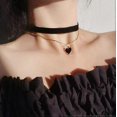 thumbnail image 1 of Double-layer necklace clavicle chain collar female red heart pendant vintage, 1 of 5