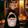 thumbnail image 6 of Gytml Trick Or Treat Basket Halloween Cotton Rope Ghost Candy Bucket Reusable Portable Treat Bag For Halloween Party Favors Holiday Decor(Pink-9.06"), 6 of 6
