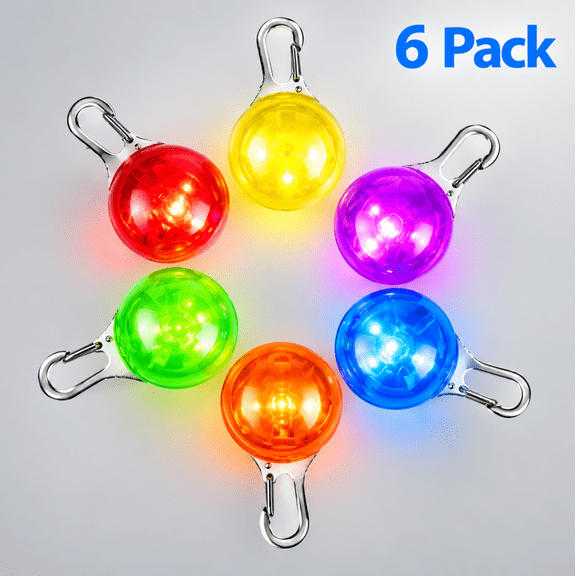 6 park dog-nightwear collars with lights, providing safe night illumination. Suitable for dogs, camping and outdoor lighting.