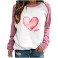 thumbnail image 2 of ZyeKqe Valentines Sweatshirt for Women Crewneck Color Block Pullover Tops Cute Heart Graphic Long Sleeve Shirts, 2 of 4