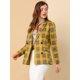 thumbnail image 4 of Día de San Patricio Para Mujer, Solapa Con Muesca, Doble Botonadura, Trabajo A Cuadros, Chaqueta Formal, Chaqueta Amarillo XL, 4 of 6